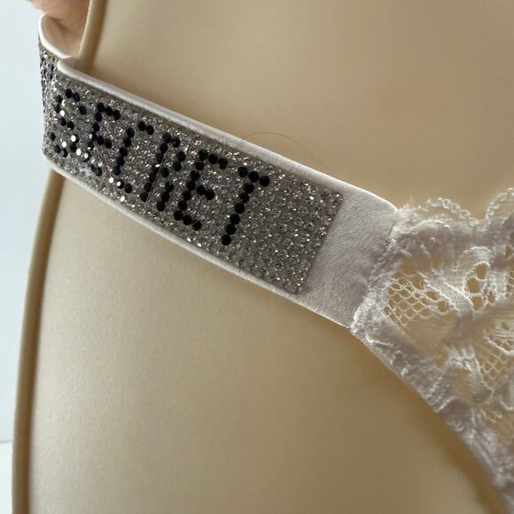 Victoria Secret Very Sexy Scattered Shine Strap White Lace Thong Womens Xlarge - Picture 2 of 7
